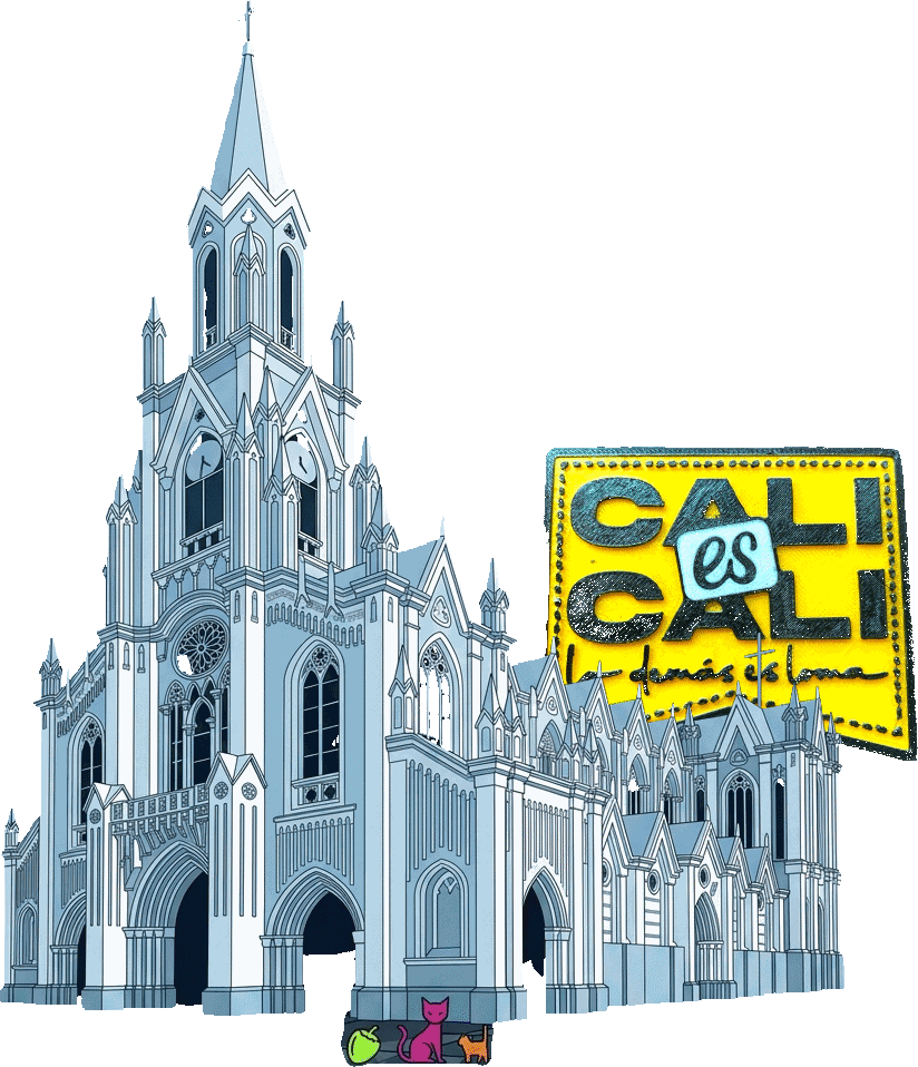 Ilustración de la iglesia La Ermita, en Cali