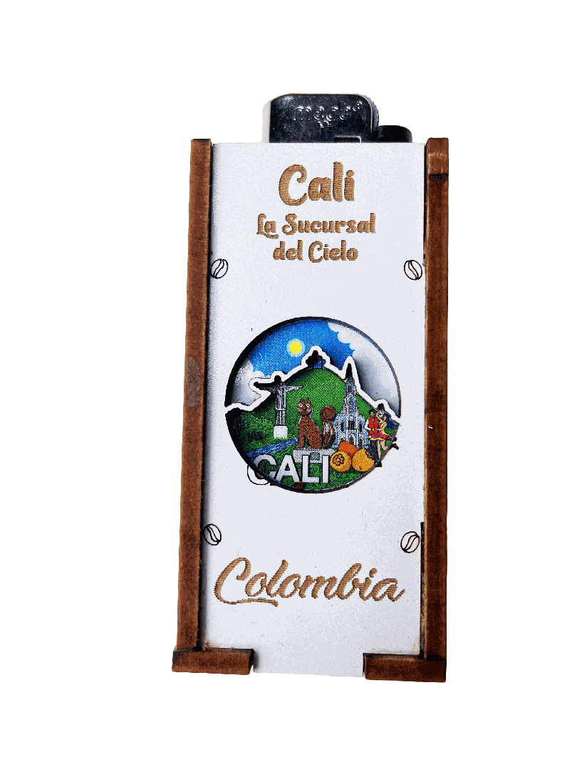 Portacandela de madera con el sello de Cali
